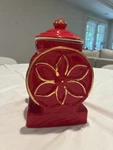 Vintage House Webster Ceramic Coffee Grinder Cookie Jar Red 8.5" Tall. Fixed Price $20.00.