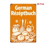 Vintage German Recipe Book Metal Tin Sign Bakery Bread Kitchen Wall Plaque Decor. Fixed Price $10.79.
