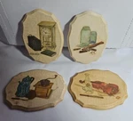 Set 4 Vintage Wall Plaques Violin Oil Lamp Coffee Grinder Mason Jars Clock. Fixed Price $14.90.