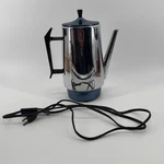 Vintage Mirro-matic 10 Cup Electric Coffee Percolator M-0478 Chrome Blue Mcm. Fixed Price $39.99.