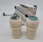 Vintage The Cook's Bazaar Stone Salt & Pepper Grinder Set With Original Box. Fixed Price $16.99.