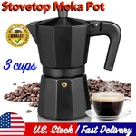 3 Cups Stovetop Espresso Maker Moka Coffee Pot Italian For Gas Black. Fixed Price $15.95.