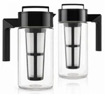 2 Pack Glass Cold Brew Coffee Maker Pitchers W/ Reusable Mesh Filter & Lid. Fixed Price $30.00.
