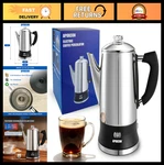 Stainless Steel Electric Coffee Percolator 12 Cup With Clear Brew Knob & Keep Wa. Fixed Price $118.99.