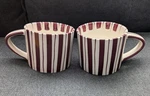 Noon & Moon Cherry Lacquer Coffee Tea Striped Mugs Set 2 New In Box. Fixed Price $19.90.