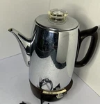 Vintage Coffee Percolator 25P31 Chrome Bakelite Tested Complete. Fixed Price $49.95.