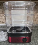 3 Tier Food Steamer By Yes Chef!, Red, New Open Box, Complete. Fixed Price $14.00.