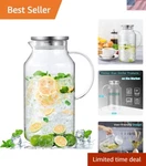 1 Gallon Clear Borosilicate Glass Pitcher For Refreshing Hot And Cold Beverages. Fixed Price $45.00.