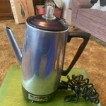 Vintage Mirro Matic Electric Coffee Percolator Aluminum Blue Glass Top M0180. Fixed Price $44.00.
