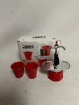 Bialetti Mini Express: Moka Set Coffee Maker 2-CUP + Shot Glasses Red. Fixed Price $44.99.