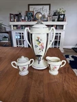 Art Deco Porcelier 1930S Electric Percolator Coffee Pot, Cream, & Sugar No Cord. Fixed Price $105.99.