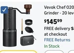 Vevok Chef O20 Manual Coffee Grinder, Levels External, Stainless Steel. Fixed Price $105.00.