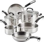 Farberware Brilliance Stainless Steel Cookware Pots And Pans Set With Kitchen. Fixed Price $137.96.