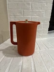 Vintage Orange Tupperware 1-1/2 Quart Pitcher 1575-5 With Push Button Lid. Fixed Price $20.00.