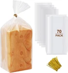 70 Pack Clear Bread Bags 8"X4"X18" W/ 100 Ties Reusable Storage For Bakers. Fixed Price $17.48.