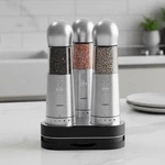 Ice Armor Electric Salt And Pepper Grinder, Set Of 3 With Wireless Charging B.... Fixed Price $107.17.