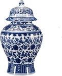 Chinese Decorative Ceramic Ginger Jar Traditional Blue And White Porcelain Templ. Fixed Price $107.99.