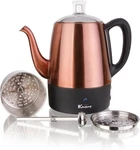 Euro Cuisine PER04 Stainless Steel Electric Coffee Percolator, Cup, Copper. Fixed Price $80.36.