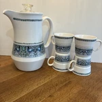 Vintage Noritake Felicity 9028 Pattern Coffee Pot Complete With 4 Matching Cups. Fixed Price $75.88.