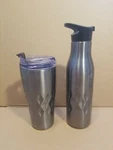 Primula 18OZ. Double Wall Stainless Water Bottle & 20OZ Tumbler Flip Top Silver. Fixed Price $40.00.