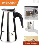 Manual Stainless Steel Espresso Maker With Polished Finish - 2 Cup Capacity. Fixed Price $35.08.