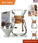 Pour Over Coffee Maker Glass - 6/8/10 Cup Barista Kit With 304 Stainless Filt.... Fixed Price $63.40.