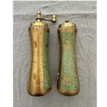 Mcm Italian Florentine Brass Wooden Salt/pepper Grinder Set Hand Painted. Fixed Price $85.00.