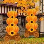 Pack Fall Pumpkins Yard Signs With Stakes 28 Inch 3 Stacked Multicolor. Fixed Price $40.83.