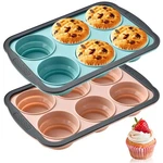 2 Pack Silicone Muffin Pans For Baking With Metal Frame,nonstick 6 Cup Silico.... Fixed Price $25.63.