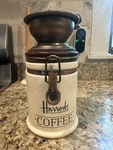 Harrods London England Ivory Manual Coffee Mill Grinder Ceramic Storage Canister. Fixed Price $45.99.