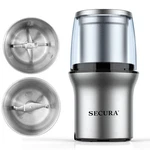 Secura Electric Coffee Grinder And Spice 2 Removable Bowl, Stainless. Fixed Price $63.77.