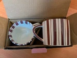 Noon & Moon Cherry Lacquer Stripe Coffee Tea Mug Cup Set 2 New In Box. Fixed Price $22.30.