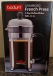 New Bodum Chambord French Press Coffee Maker 8 Cup 34OZ Brushed Stainless. Fixed Price $33.00.
