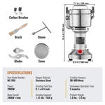 Succebuy 150-2500G Electric Grain Mill Commercial Swing Spice Grinders F. Fixed Price $69.86.