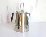 Stansport High Gloss Polished Aluminum Camper's Coffee Pot, Complete. Fixed Price $16.00.