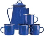 Stansport Baked Enamel 8 Cup Percolator Coffee Pot & 4 Mug Set Camping Cabin Rv. Fixed Price $67.89.