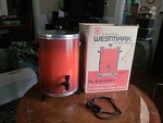 West Bend Percolator Coffee Pot 30 Cup Barn Red Vintage Tested. Fixed Price $25.00.