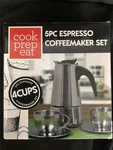 &+ Cook Prep Eat 5 Piece Stovetop Espresso Coffee Maker Set With Cups New. Fixed Price $31.50.