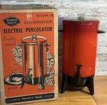 Mirro-matic Electric Percolator Coffee Pot M9294-39 22 Cup Red Eucw/box 1974. Fixed Price $39.20.