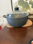 Berndes Cast Aluminum Dutch Oven Casserole Schott Glass Lid Germany 11. Fixed Price $71.99.