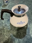 Corning Ware Blue Cornflower 6 Cup Coffee/tea Pot White W/ Lid, Vintage. Fixed Price $20.00.