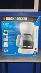 Black+decker DCM600W 5-CUP Filter Coffee Maker, White, Carafe & Basket. Fixed Price $21.99.