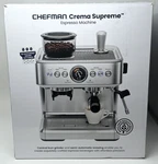 Chefman Crema Supreme Espresso Machine With Conical Burr Grinder Steam Wand. Fixed Price $229.99.