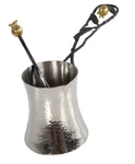 Michael Aram Pomegranate Coffee Pot Set Hammered Silver Metal Gold Spoon Decor. Fixed Price $197.04.