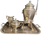 1921 Universal Landers Frary Clark Coffee Percolator Creamer Sugar Tray Antique. Fixed Price $110.00.