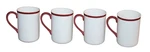 Fortessa Fortaluxe Mugs Set 4 White Textured Rim Sleek Modern Coffee. Fixed Price $34.99.