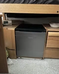Hisense Black Compact Mini Fridge Single Door W/ Freezer, Adj Thermostat. Fixed Price $70.00.
