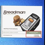 Breadman BK2000BQ Maker Instruction Manual Fastened - Front & Back. Fixed Price $23.82.