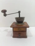 Vintage Manual Coffee Grinder Wood Brass Mill Bean Machine Dutch Old World Cafe. Fixed Price $29.99.
