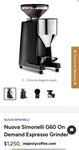 Nuova Simonelli G60 Espresso Coffee Grinder, Demand, Digital - Black. Fixed Price $600.00.